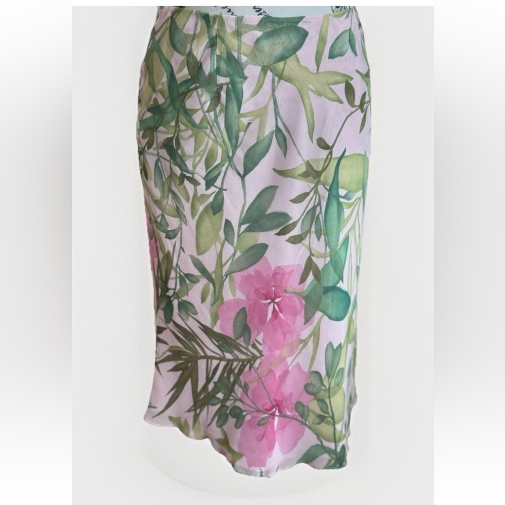 Vintage 90s Y2K Ann Taylor Pink Floral Silk Lined Skirt Women’s Size 4P